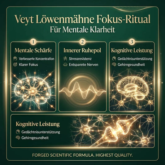 Veyt Lion's Mane Focus – Infografik: Wirkstoffe und Vorteile