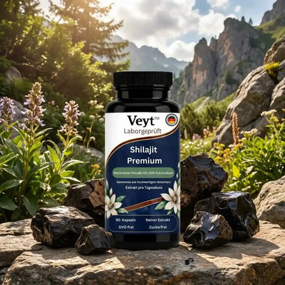 Veyt Shilajit Premium – Hochreiner Extrakt mit 20% Fulvinsäure, 90 Kapseln